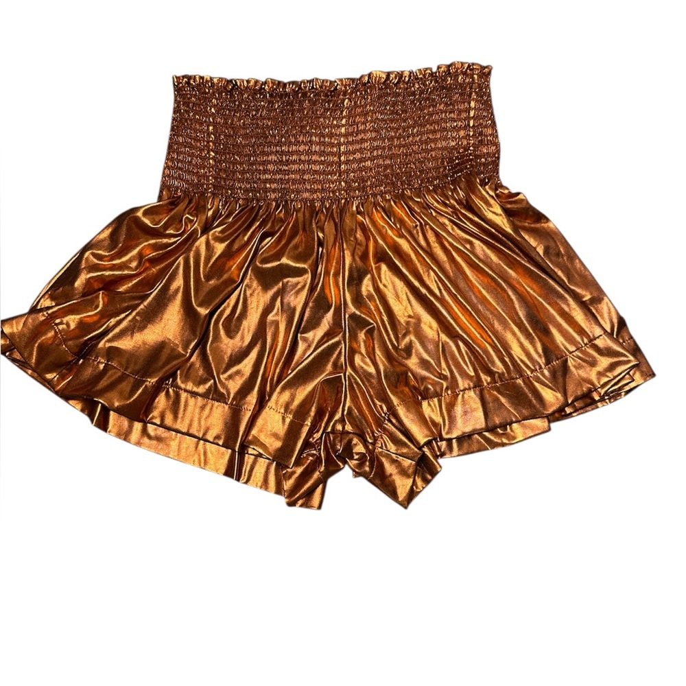 Queen of Sparkles Orange Metallic Swing Shorts